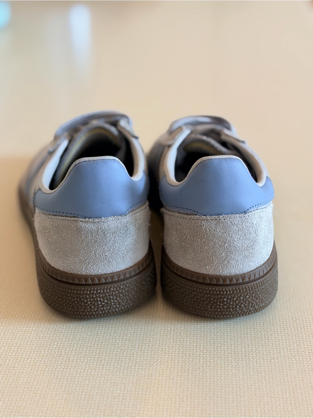 adidas Spezial kids Cream & Light Blue Leather Sneakers with Gold Branding - Picture 4 of 13